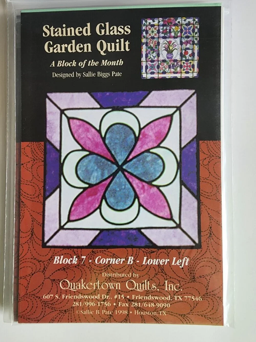 Rare Stained Glass Garden Quilt Pattern Quakertown Quilts  Full Set 14 Patterns